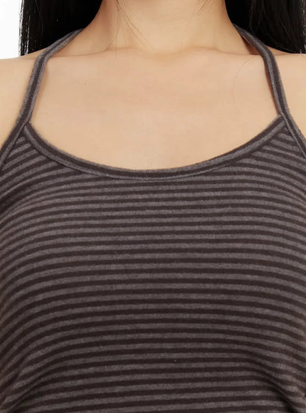 Striped Halter Neck Tank Top ID526