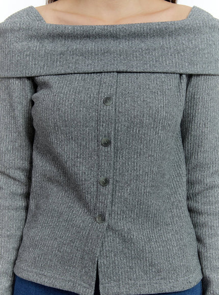 Cozy Buttoned Ribbed Sweater CF504