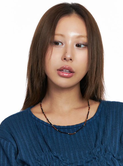 brown-beaded-choker-necklace-co513