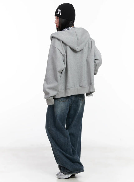 Checkered detail Zip-Up Hoodie CN528