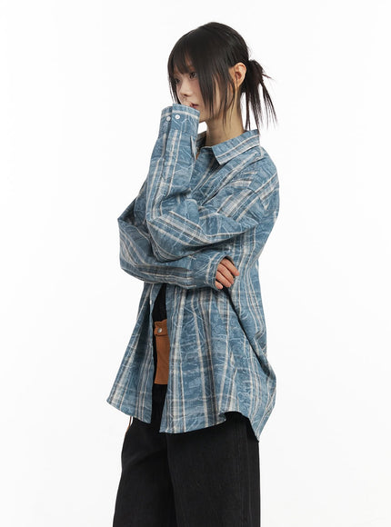 Damaged-Effect Oversized Flannel CF518