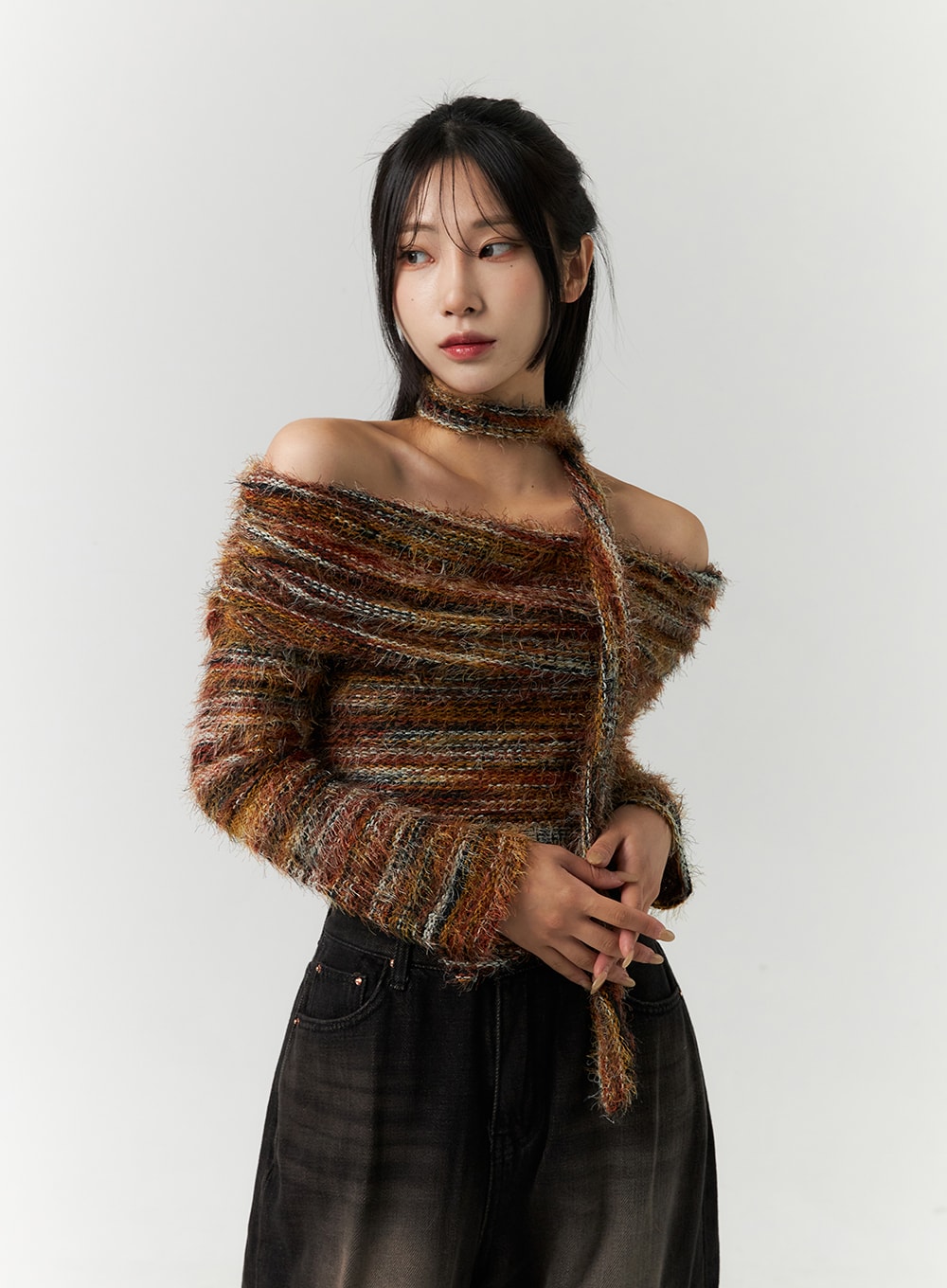 asymmetrical-off-shoulder-knit-sweater-with-scarf-cn320