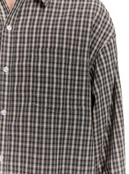 Men's Oversized Checkered Collared Shirt IM512