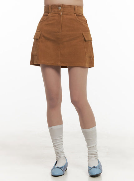 Corduroy Cargo Mini Skirt IJ510