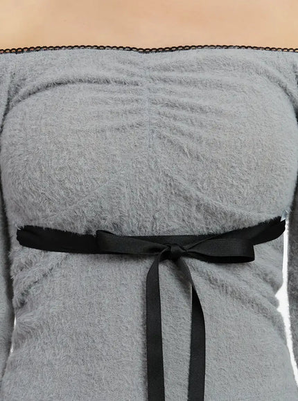 Soft Off-Shoulder Ribbon Top ID525