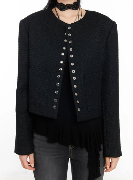 Tweed Snap Button Jacket CF527