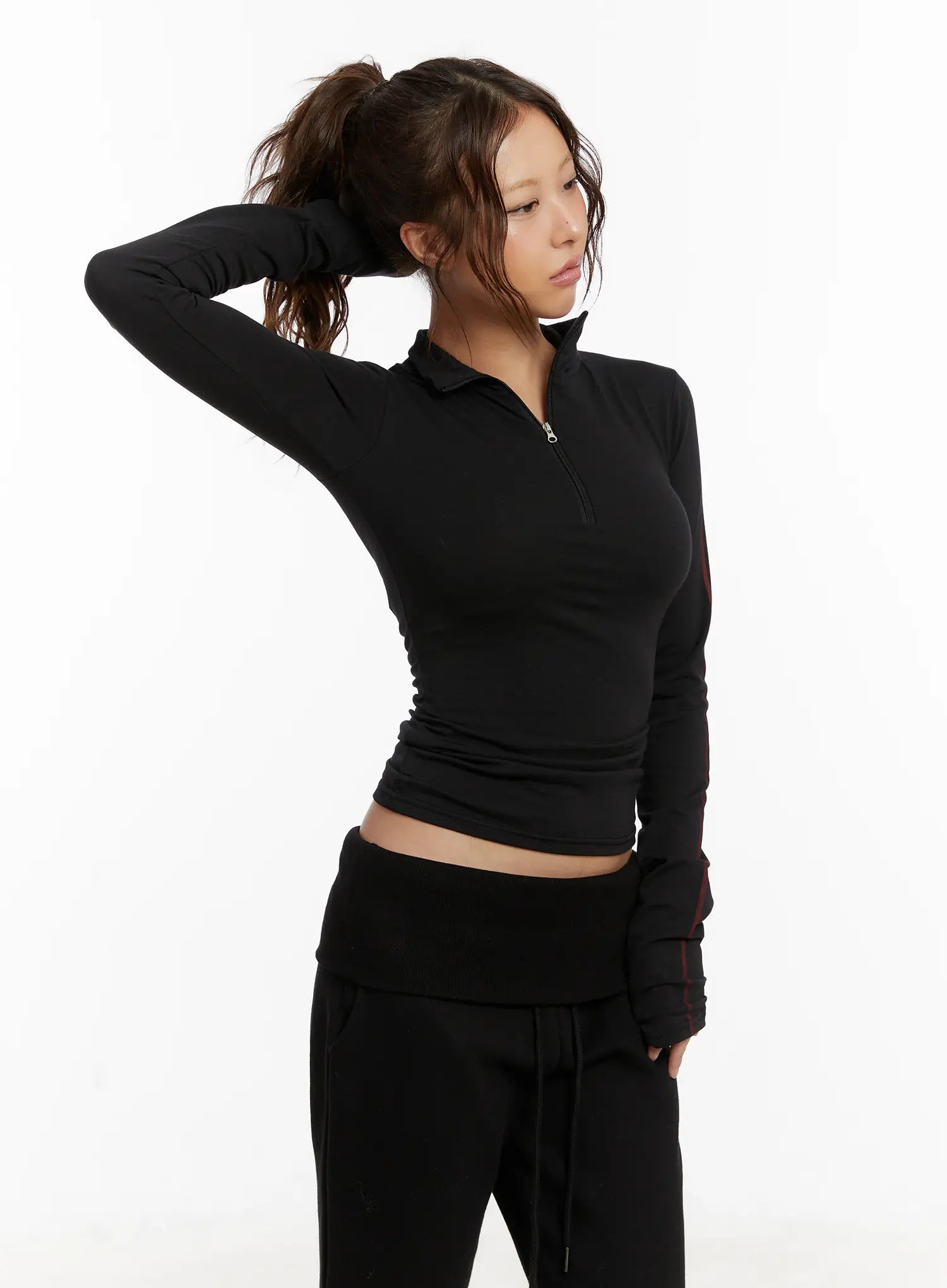 chic-half-zip-up-slim-fit-top-cd517
