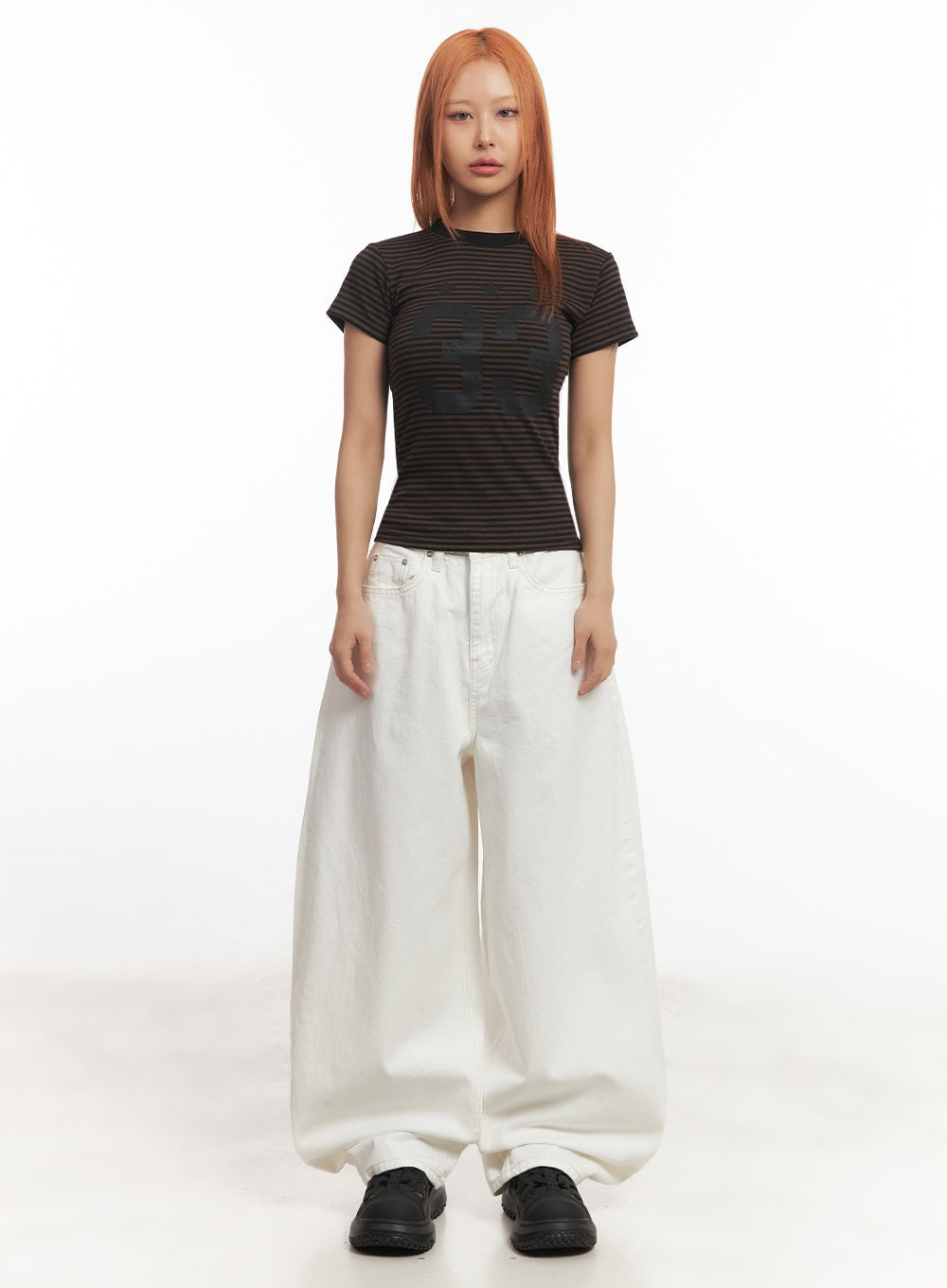 Wide-Fit Ribbon Cotton Trousers IA515