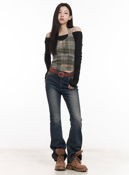 plaid-sheer-halter-top-cm517