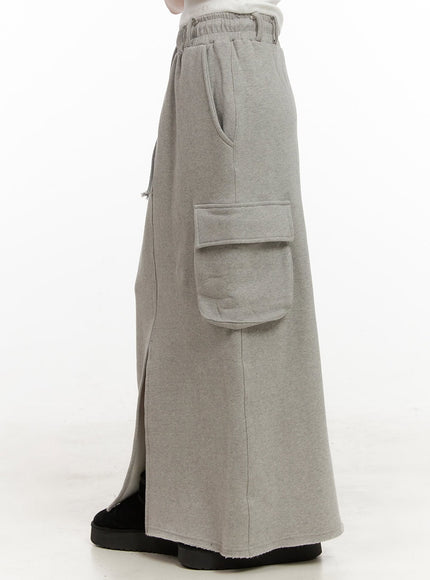 Front-Slit Cargo Maxi Skirt CJ506