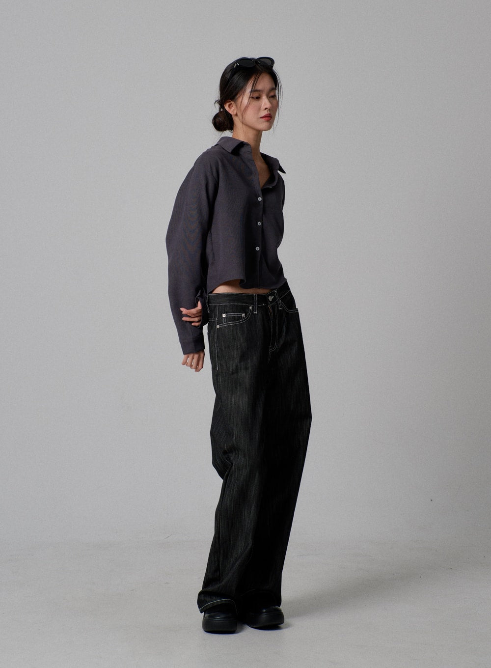 Dark Wash Baggy Jeans IJ313