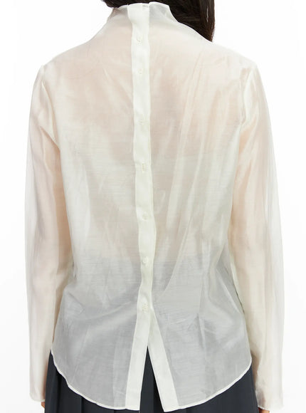 Sheer High Neck Blouse IF524