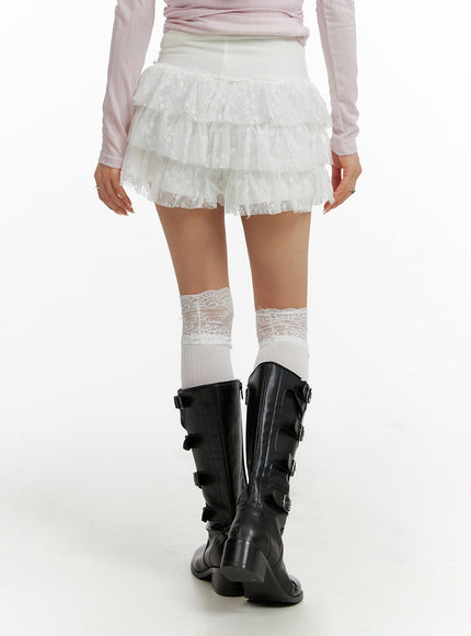 lace-frill-layered-mini-skirt-cf414