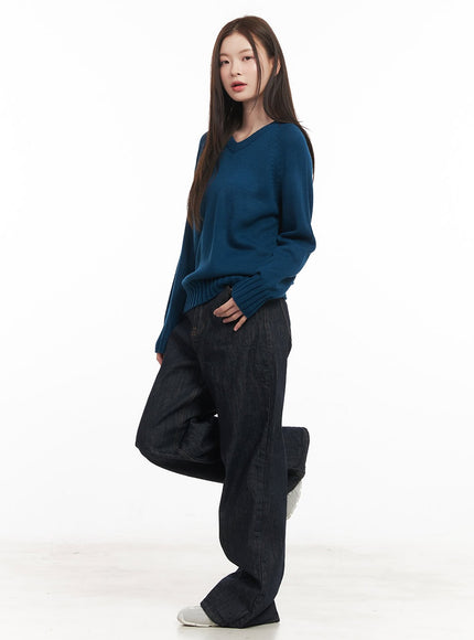 Basic Relaxed-Fit V-Neck Sweater CM512