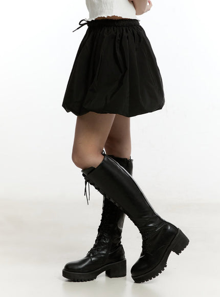 Solid Balloon-Fit Mini Skirt CY506