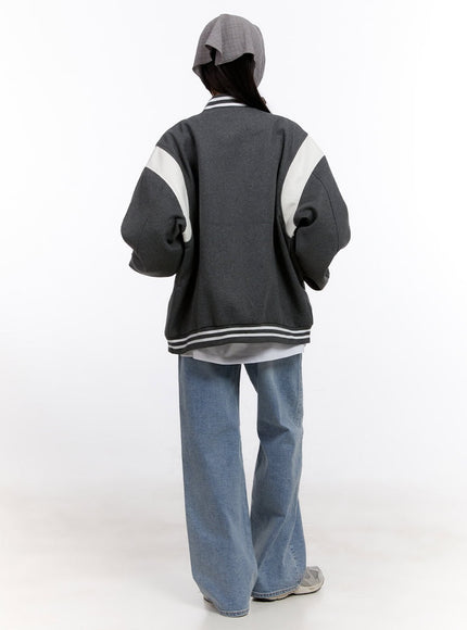 Oversized Wool-Blend Varsity Jacket CF512