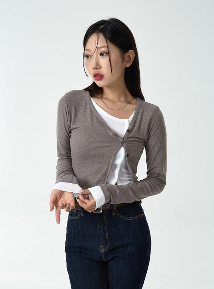 Layered Side Button Cardigan CG10