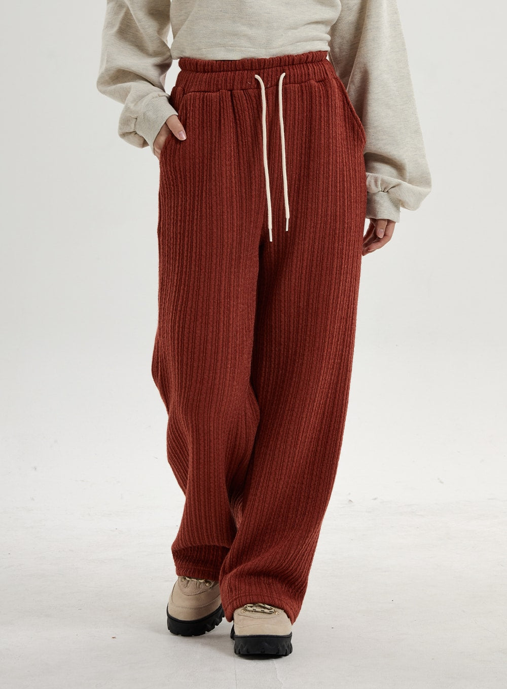 Elastic Wide Knit Pants CN14