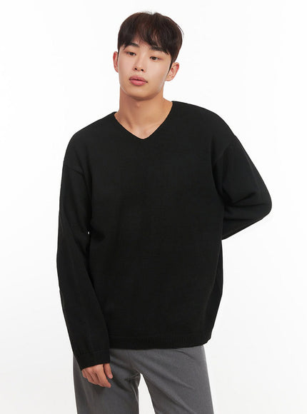 Men's Essential Black V-Neck Sweater IF517