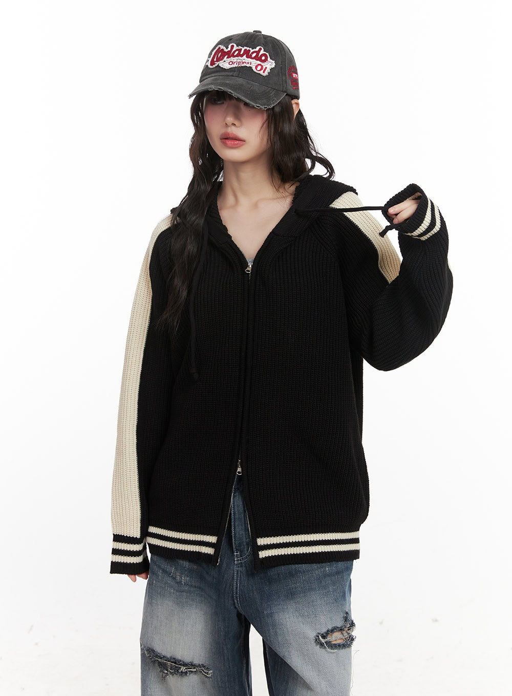 Oversized Hooded Knit Jacket CJ523