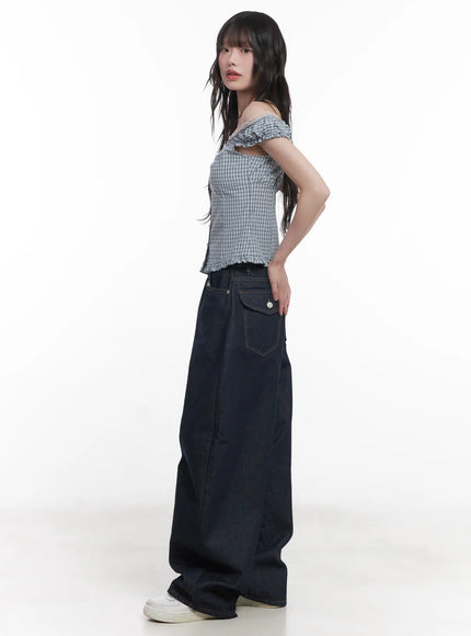 plaid-frill-off-shoulder-top-cu519