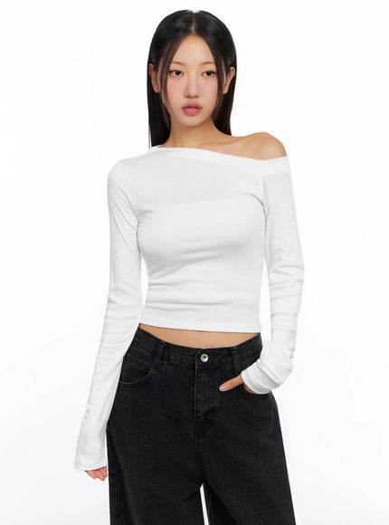 Off-Shoulder Long Sleeve Tee IG528