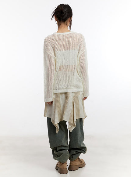 Star Mesh Knit Long-Sleeve Top CA508
