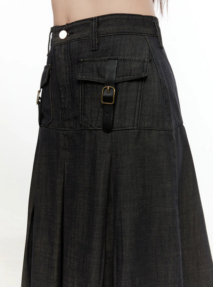 buckle-pleated-denim-midi-skirt-cl531