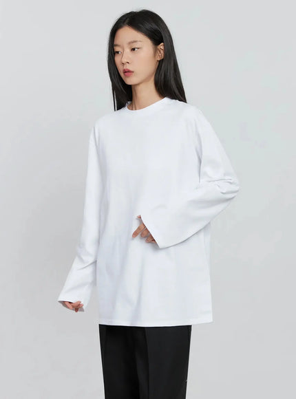 Casual Long Sleeve Oversized Tee IN507