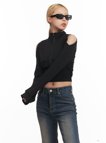 Zip-Up Cut-Out Bolero Top CM506
