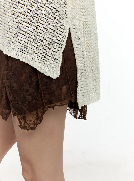 Mesh V-Neck Long-Sleeve Top CL531