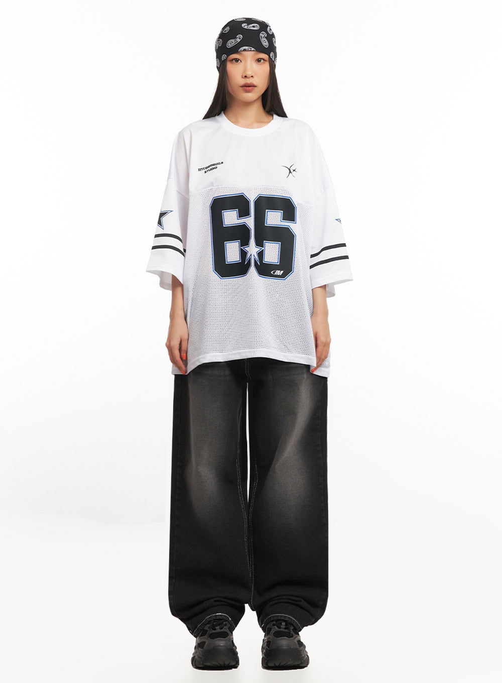 Oversized Mesh Graphic Tee IA504