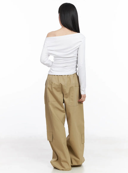 chic-off-shoulder-shirred-blouse-cf519