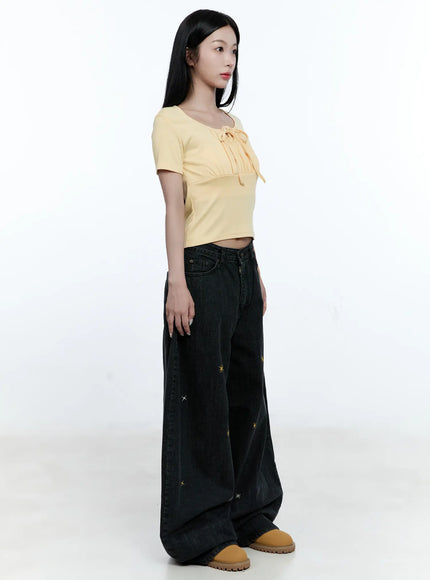 Ruched Ribbon Cropped Tee CG507