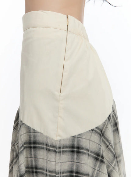 Plaid Layered Asymmetric Skirt F516