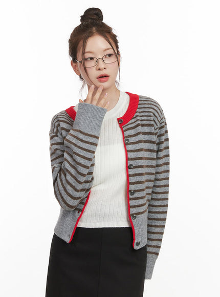 Stripe Buttoned Cardigan IF505