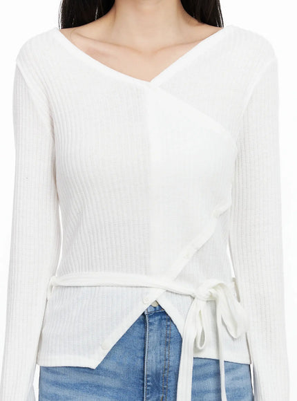 chic-v-neck-ribbed-knit-top-set-im524