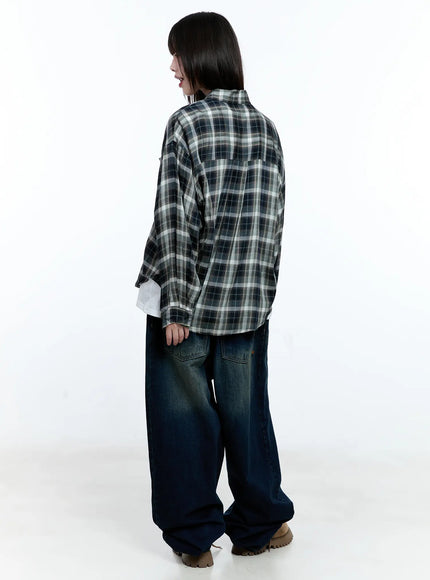 plaid-loose-fit-summer-button-up-shirt-cg511