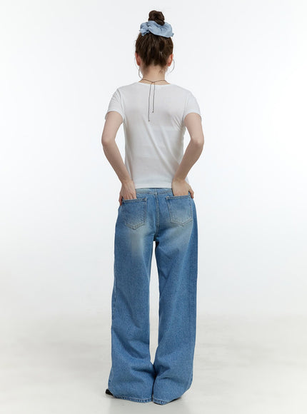 Leanne Washed Wide-Leg Jeans CF503