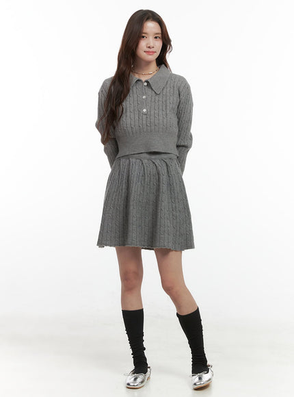 buttoned-collar-knit-skirt-set-oo421