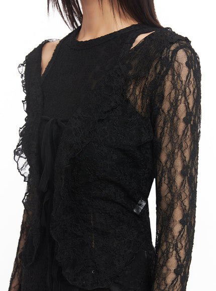 Sheer Lace Strap Cardigan IY502