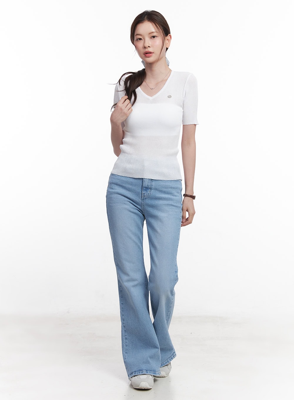 sheer-v-neck-linen-short-sleeve-sweater-cy519