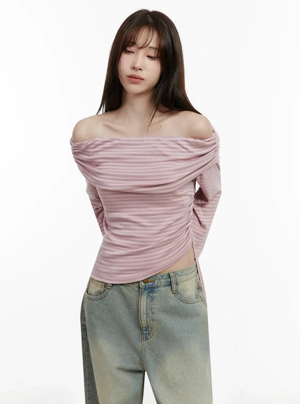 striped-off-shoulder-shirred-top-ij516