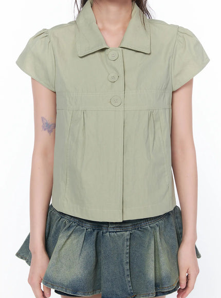 Tailored Button-Up Short Sleeve Shirt CA528
