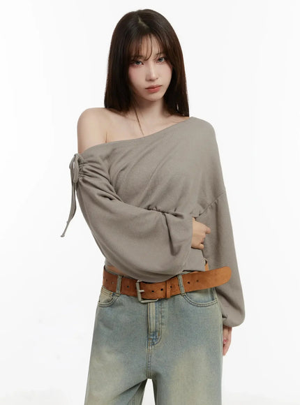 Off-Shoulder Knit Sweatshirt IJ521