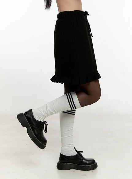 Ruffle Trim Midi Skirt CN506