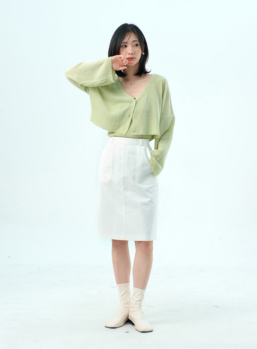 Mesh Top And Cardigan Set OY317