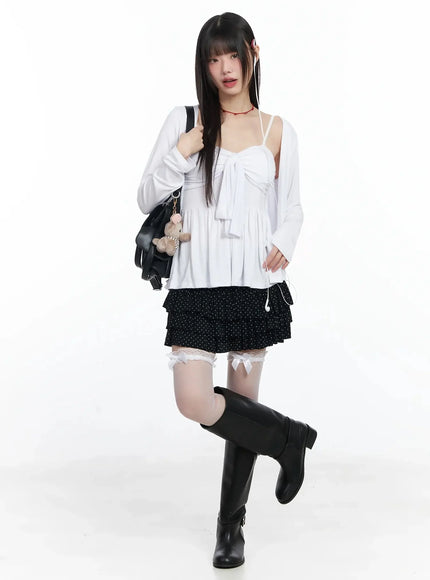 Faux Leather Two-Pocket Shoulder Bag IF505