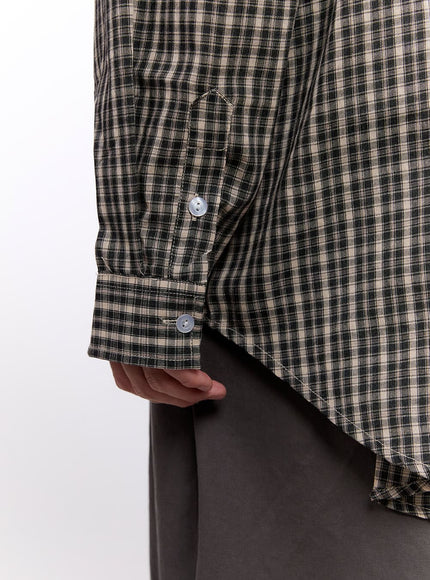 Men's Oversized Checkered Collared Shirt IM512