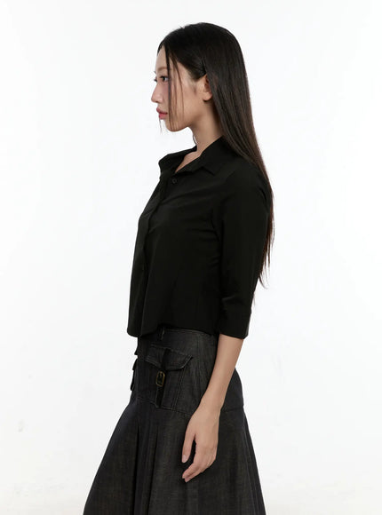 chic-black-buttoned-half-sleeve-top-cl531